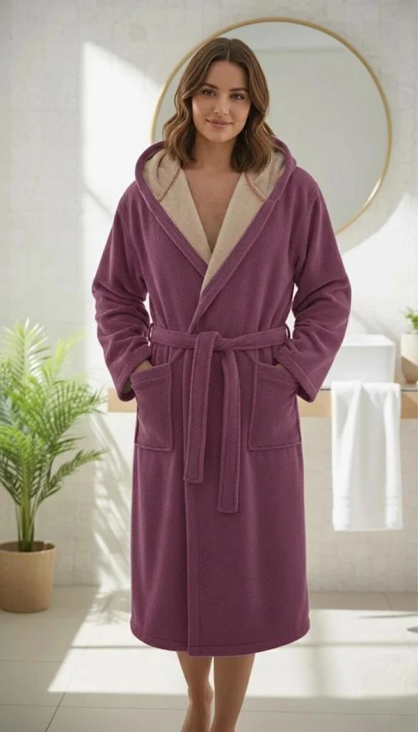 Şapkalı Pamuklu Bornoz | Ultra Yumuşak & Emici | Ev, Spa, Otel Konforu