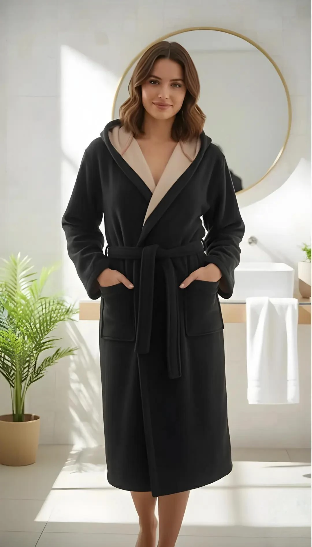 Şapkalı Pamuklu Bornoz | Ultra Yumuşak & Emici | Ev, Spa, Otel Konforu