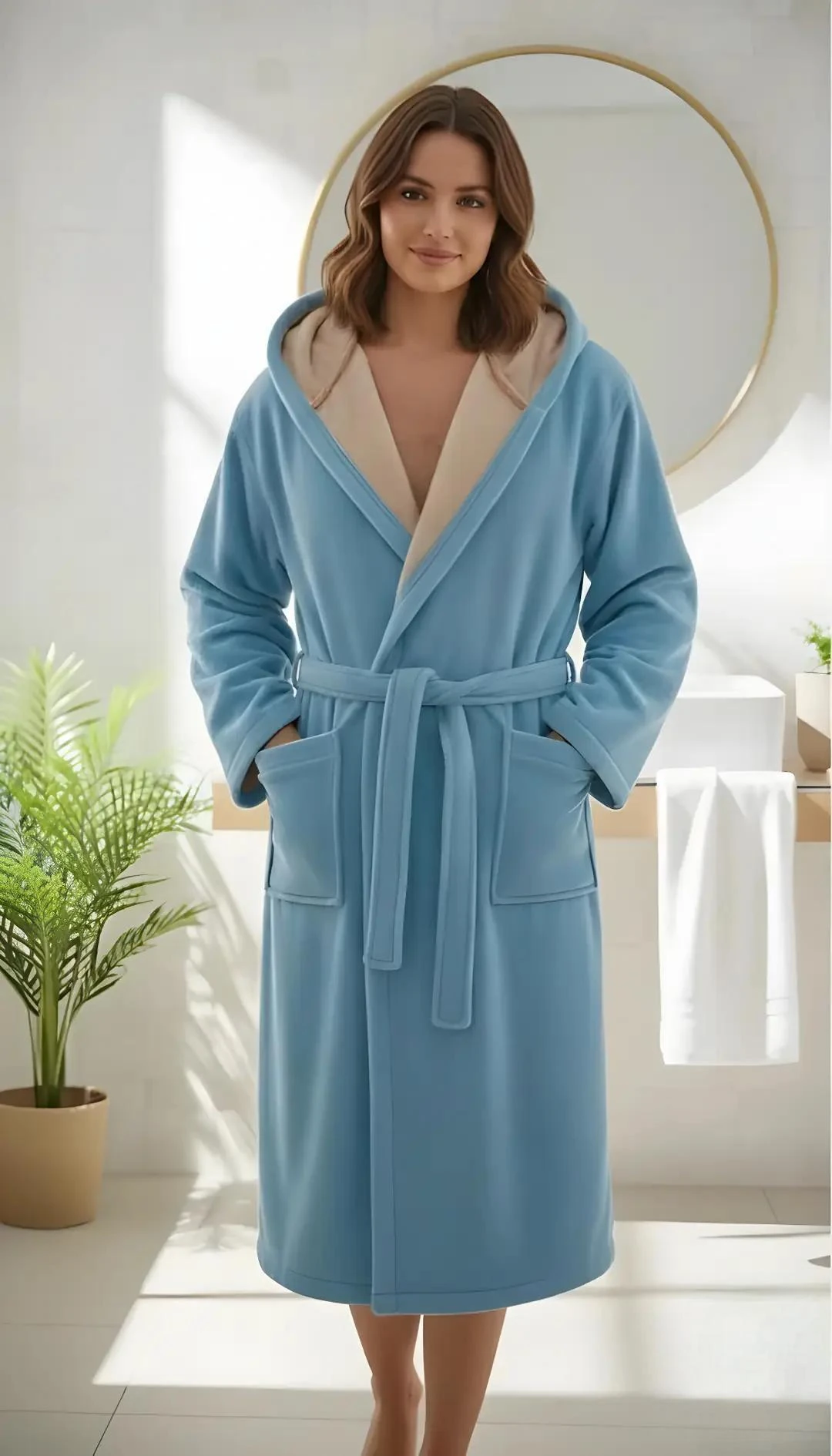 Şapkalı Pamuklu Bornoz | Ultra Yumuşak & Emici | Ev, Spa, Otel Konforu