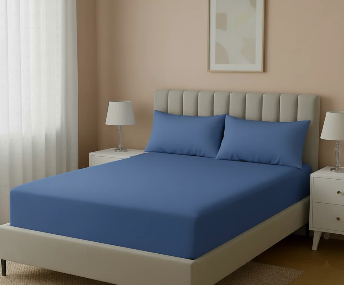 MAVİ PENYE LASTİKLİ ÇARŞAF YATAĞI TAM SARAR,KAYMAZ.