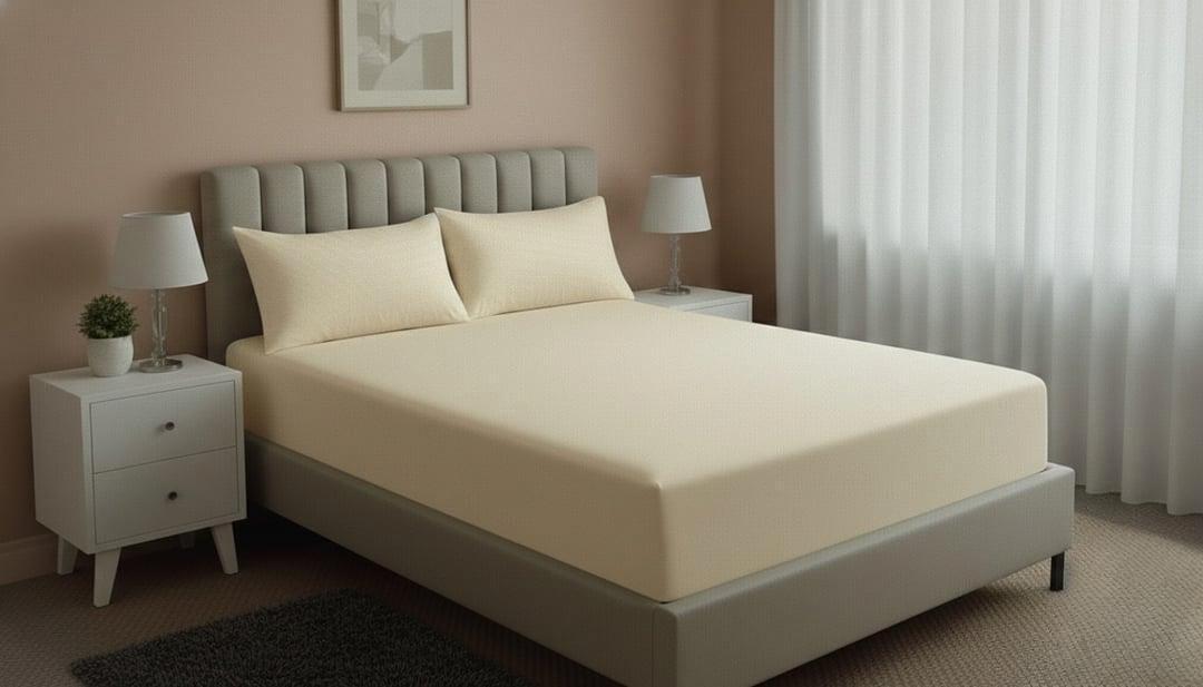 KREM PENYE LASTİKLİ ÇARŞAF YATAĞI TAM SARAR,KAYMAZ.