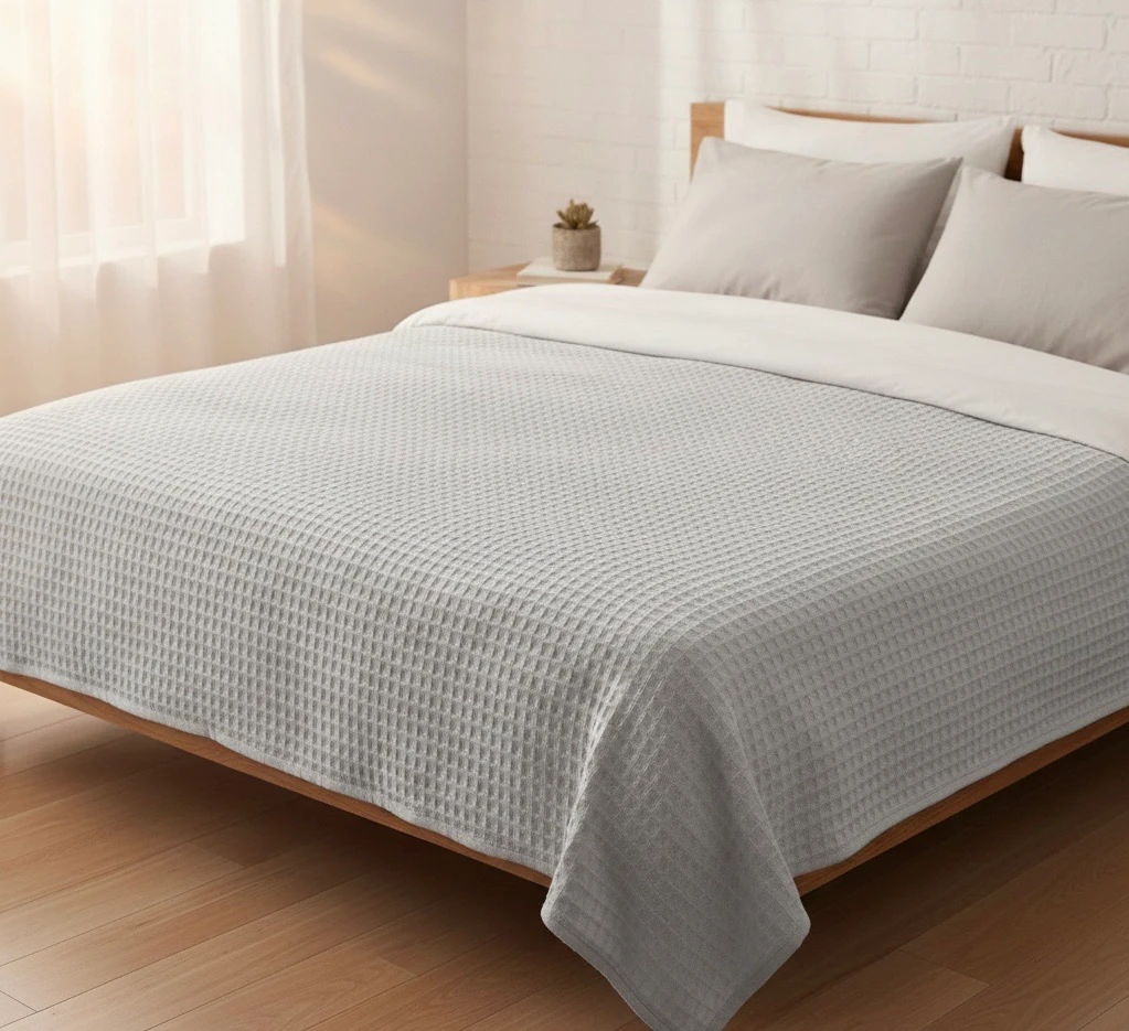 Modern Petek Dokuma Hafif Pike | Koltuk Şalı & Yatak Örtüsü | Tüm Mevsim Kullanım