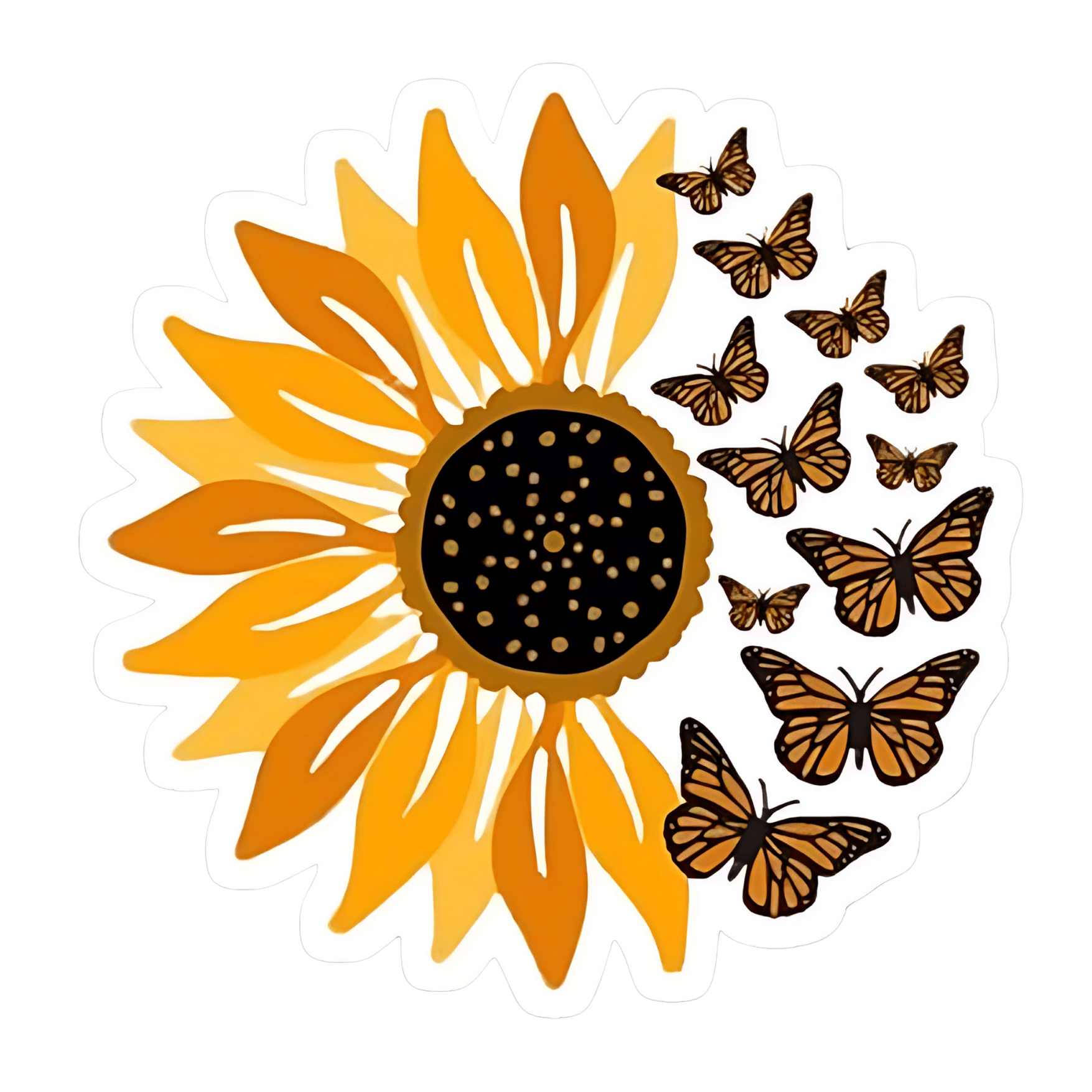 Sunflower and Butterfly sticker 6cm