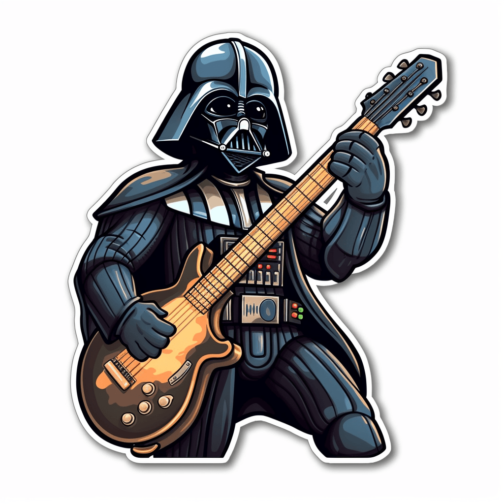 Darthvader Play guitar sticker 6 cm 