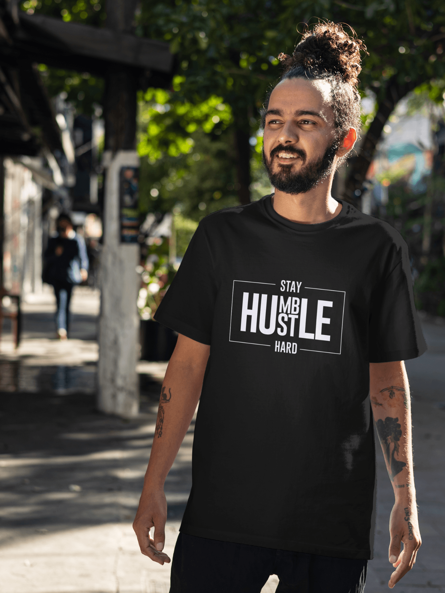 Stay Hustle stay humble baskılı tshirt byanatoli