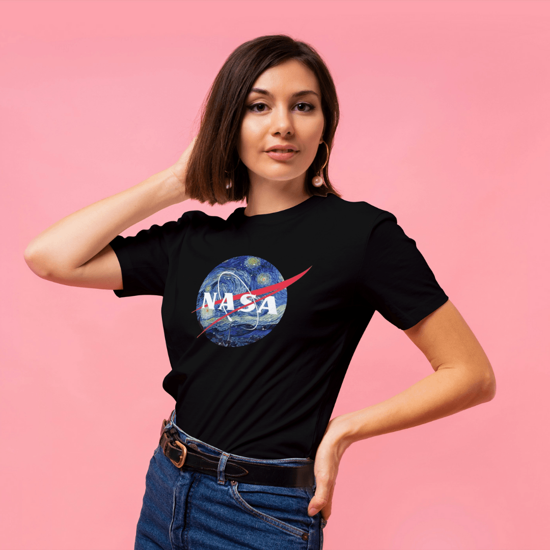 Vincent Van Gogh temalı nasa logolu baskı tshirt byanatoli