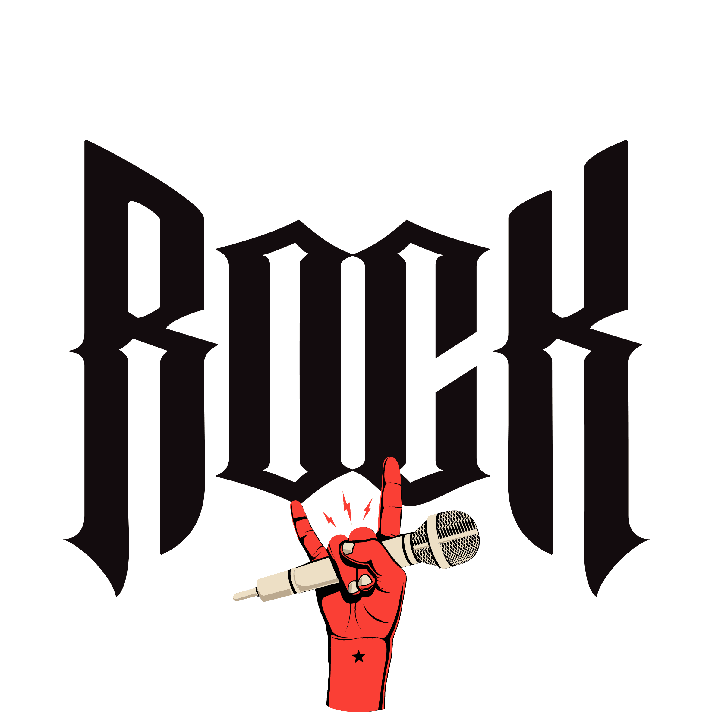 Rock and Hand sticker şeffaf 6 cm