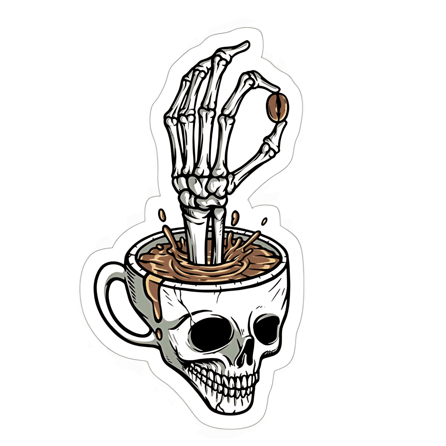 Scull and Coffee sticker 6cm