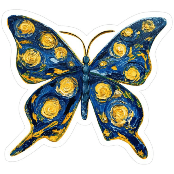 Butterfly of Stary Night Yıldızlı Geceler – Van Gogh Sticker Koleksiyonu