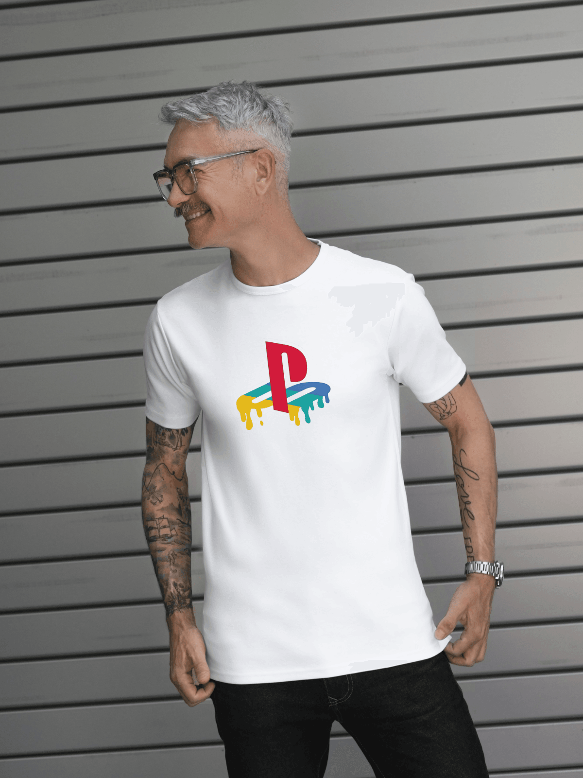 Playstation iconic logo baskılı tshirt bynatoli