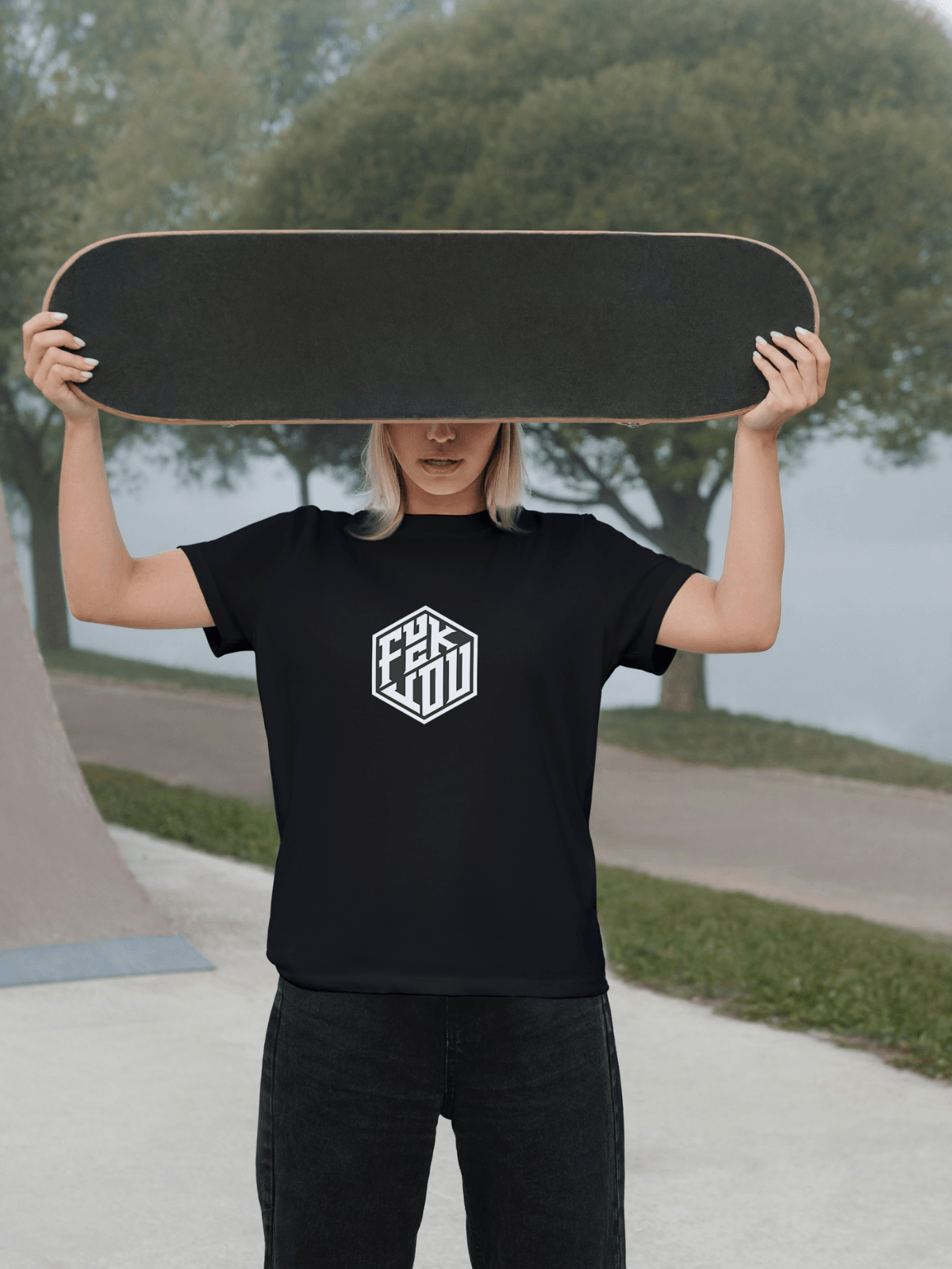 Cube and Fuck You baskılı tshirt