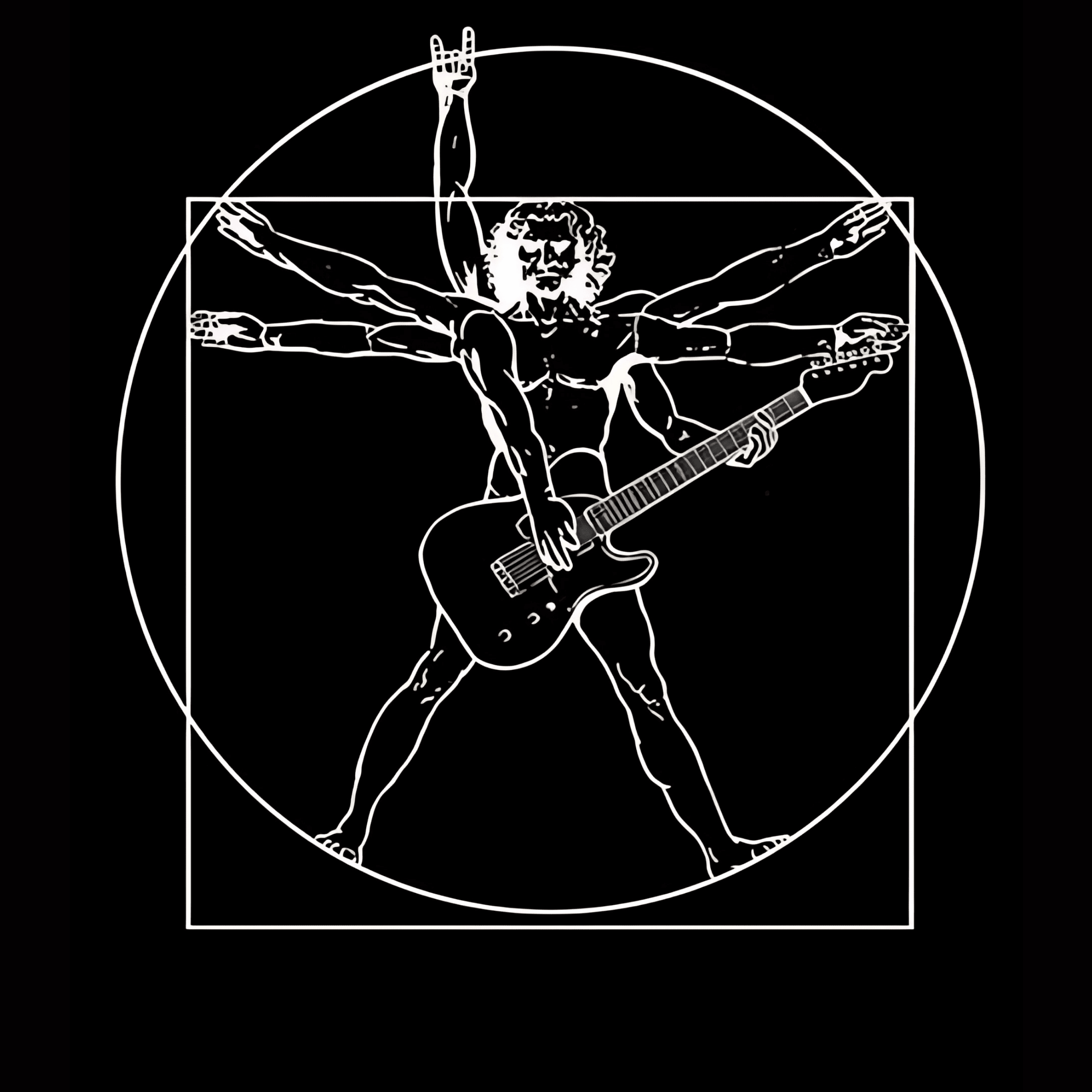 Leonardo davinci  human of guitar sticker 6cm şeffaf