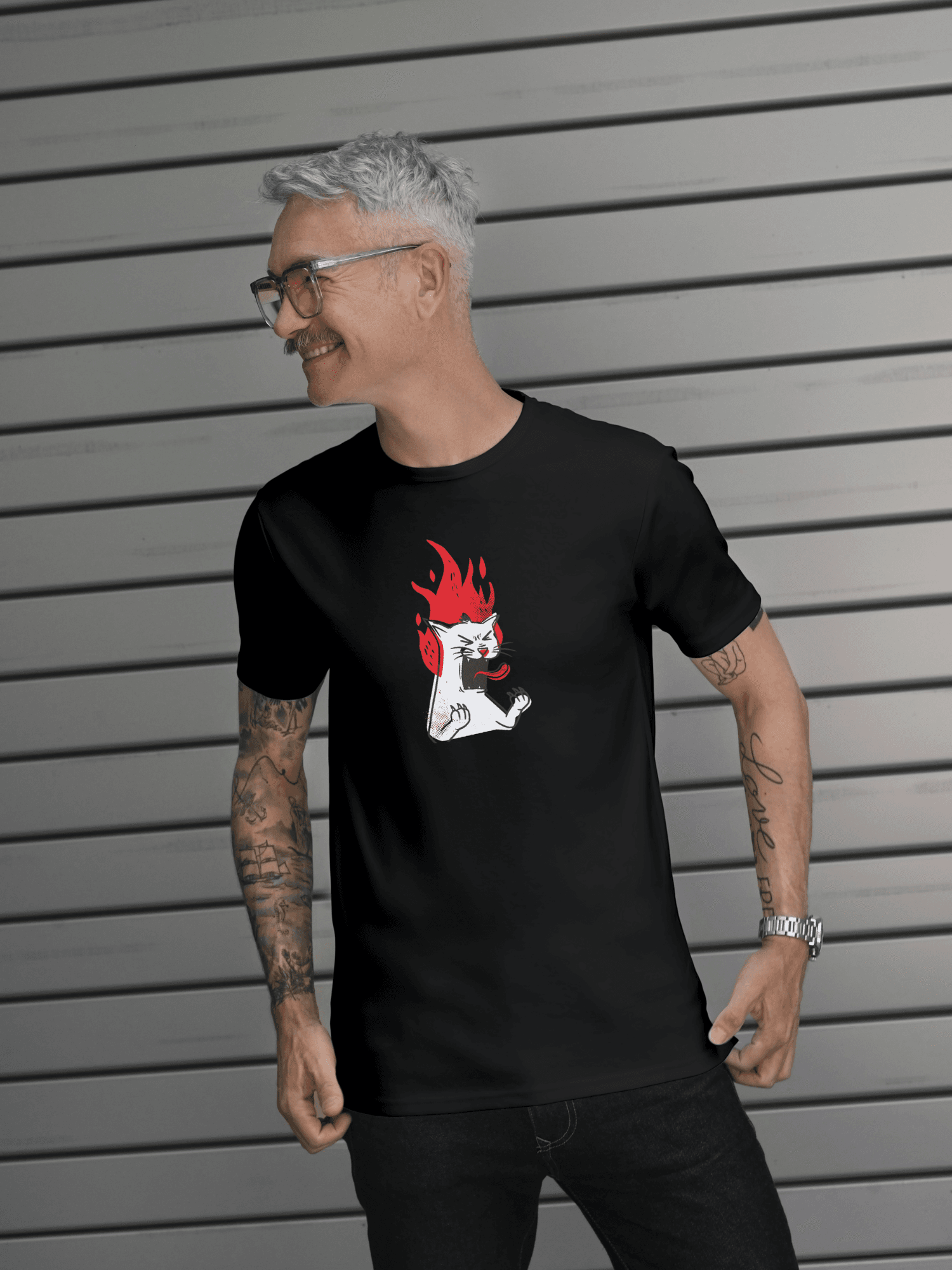 Crazy Cat baskılı tshirt byanatoli 