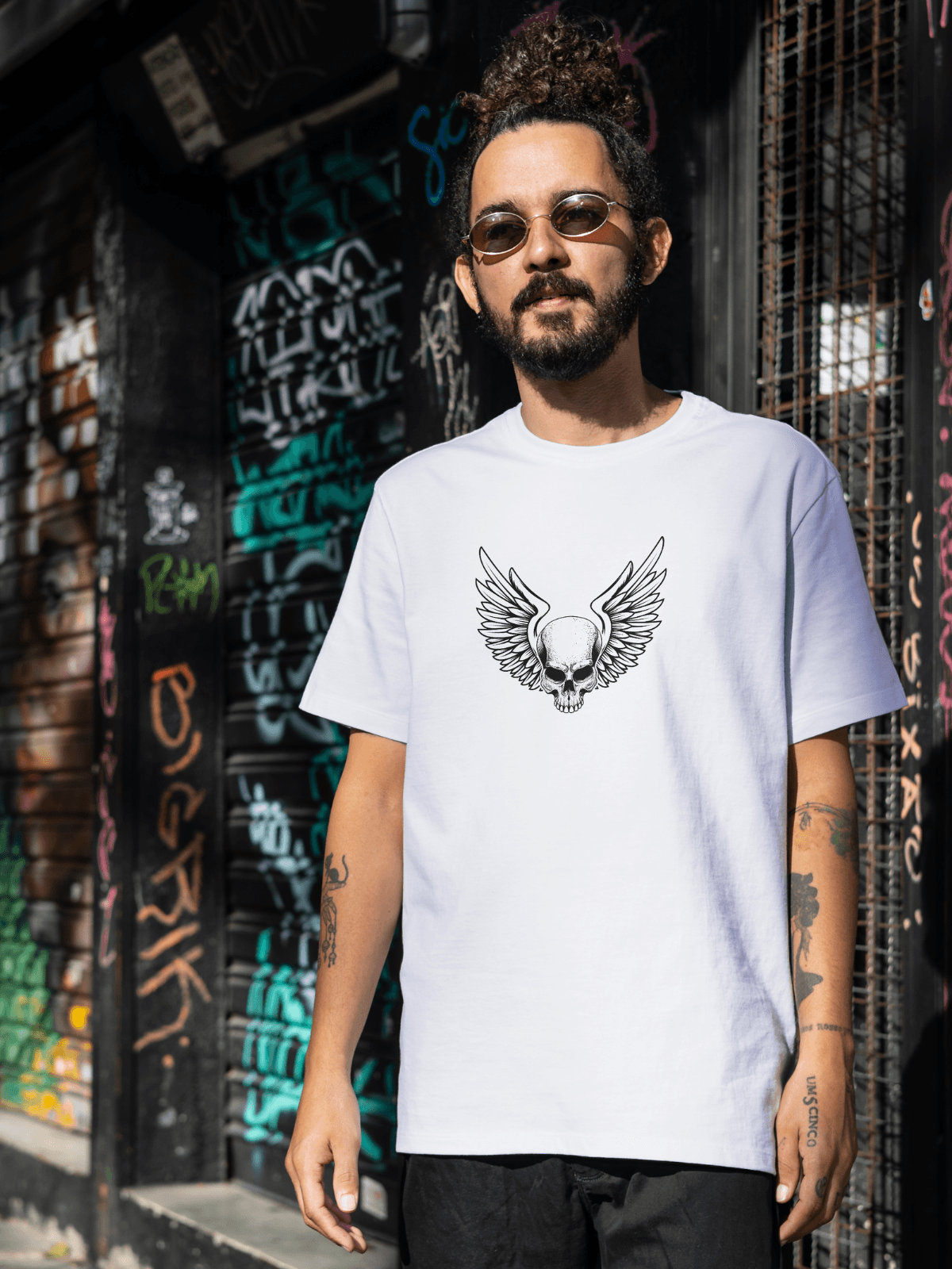 Scull and Wings baskılı tshirt byanatoli