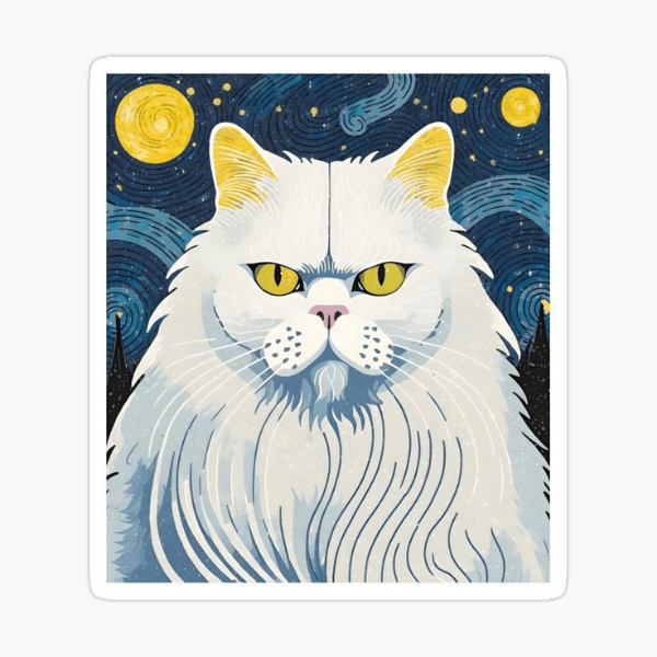 The White Cat of Vincent Yıldızlı Geceler – Van Gogh Sticker Koleksiyonu