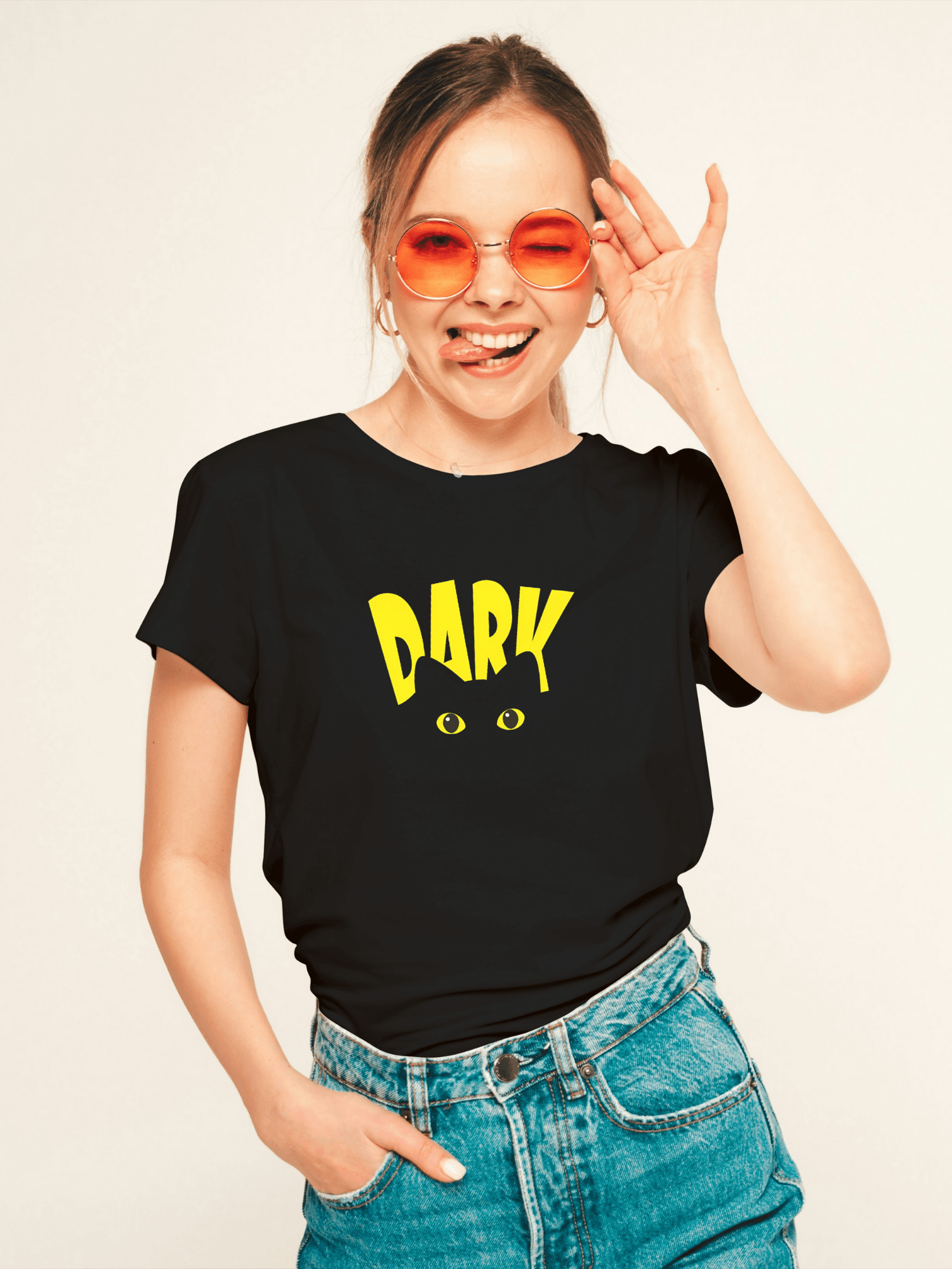 Dark and cat baskılı tshirt byanatoli