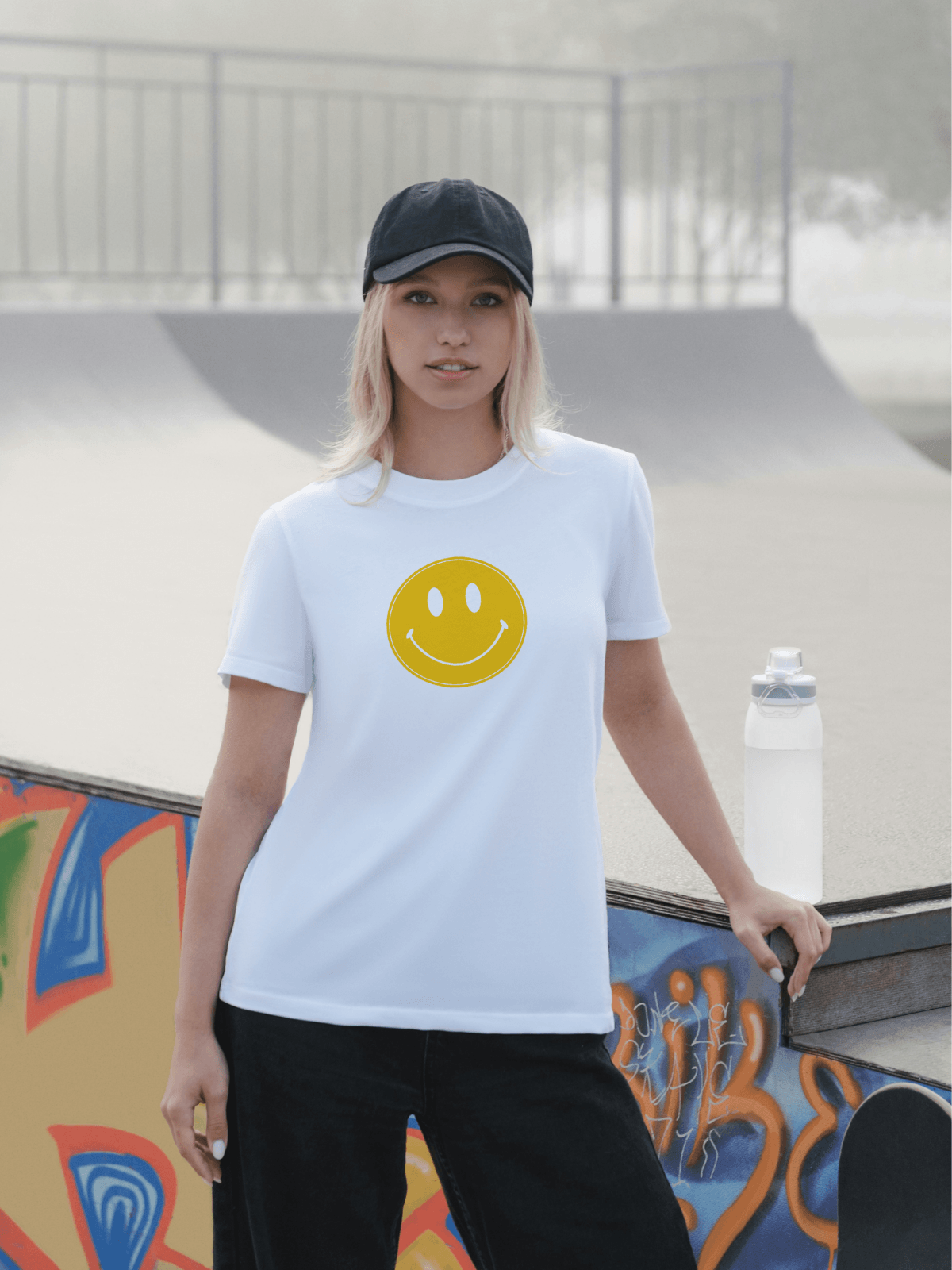 Happy Face baskılı tshirt byanatoli