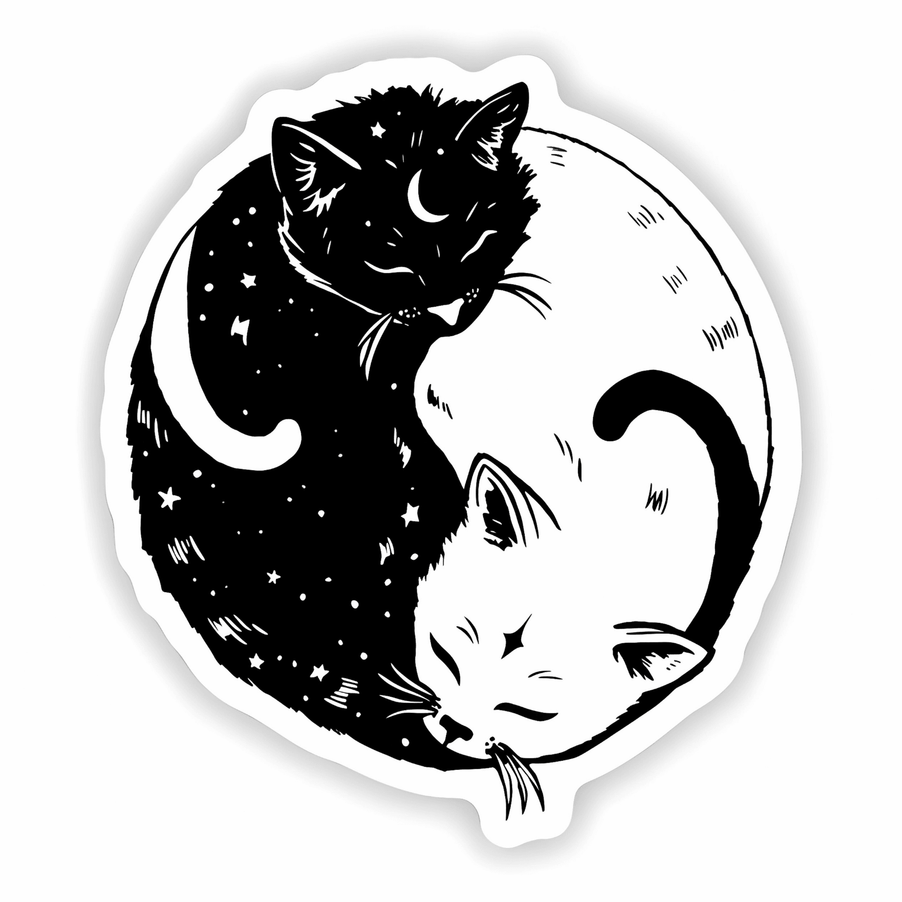 Ying Yang of cats sticker 6cm