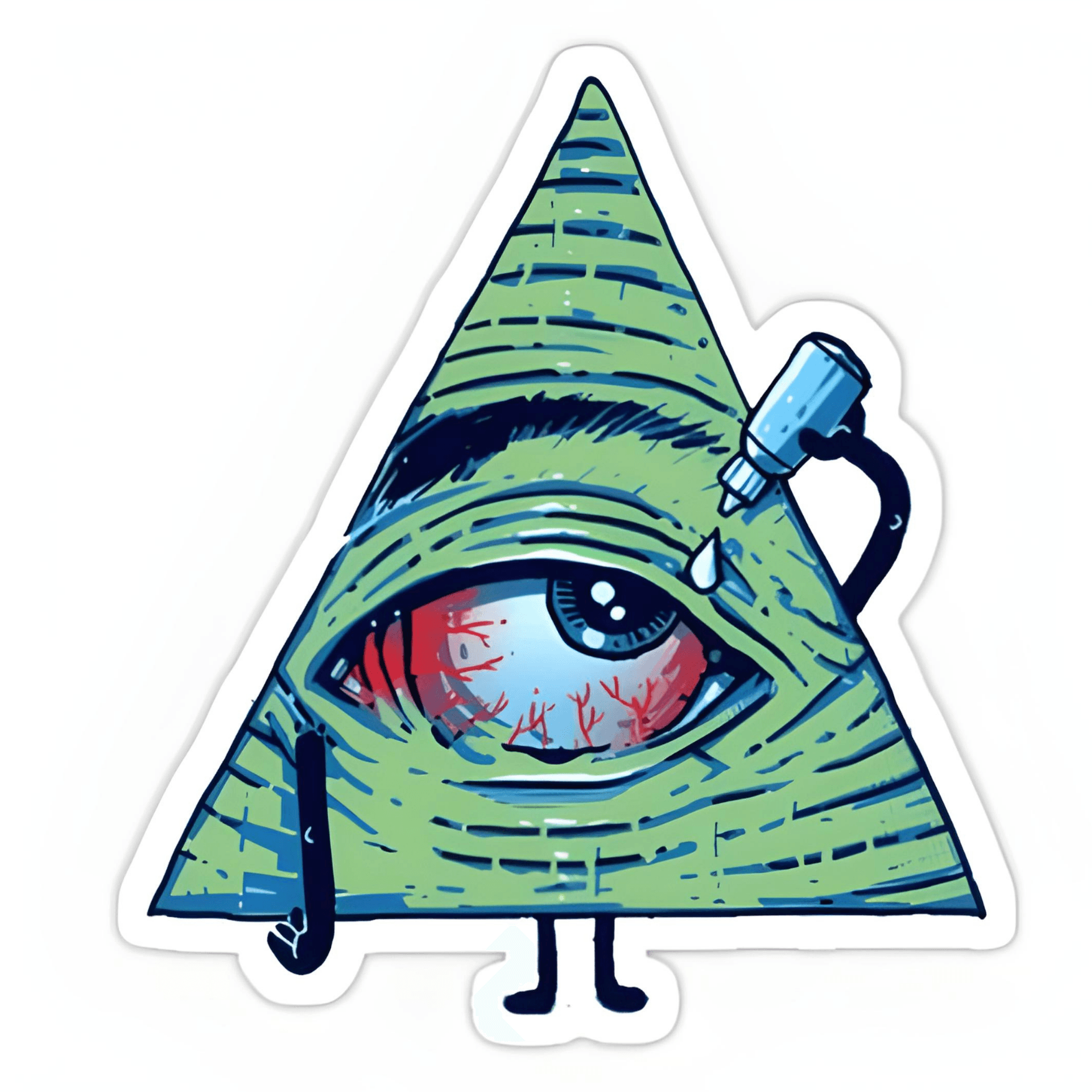 Green Pyramid with eya sticker 6cm
