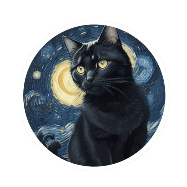 Black Cat of VincentYıldızlı Geceler – Van Gogh Sticker Koleksiyonu
