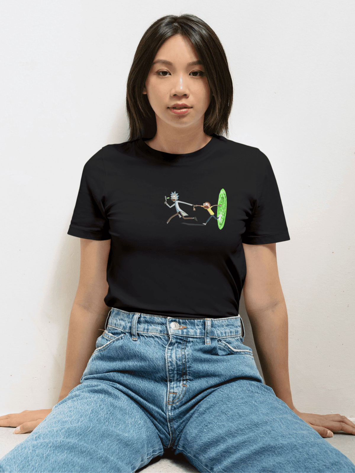 Rick and Morty portal baskılı tshirt byanatoli