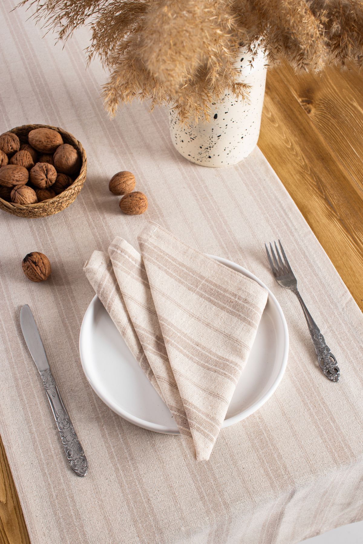 Bohem | Keten Çizgili Peçete 40 X 40 Cm