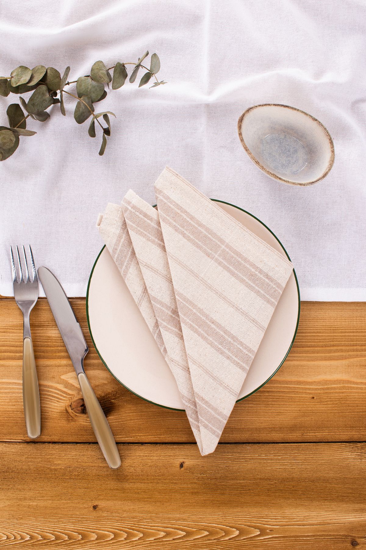 Bohem | Keten Çizgili Peçete 40 X 40 Cm