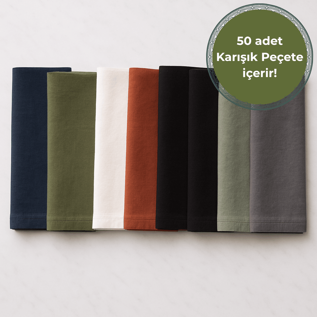 Premium | 50'li Karışık Keten Peçete 40 x 40 cm