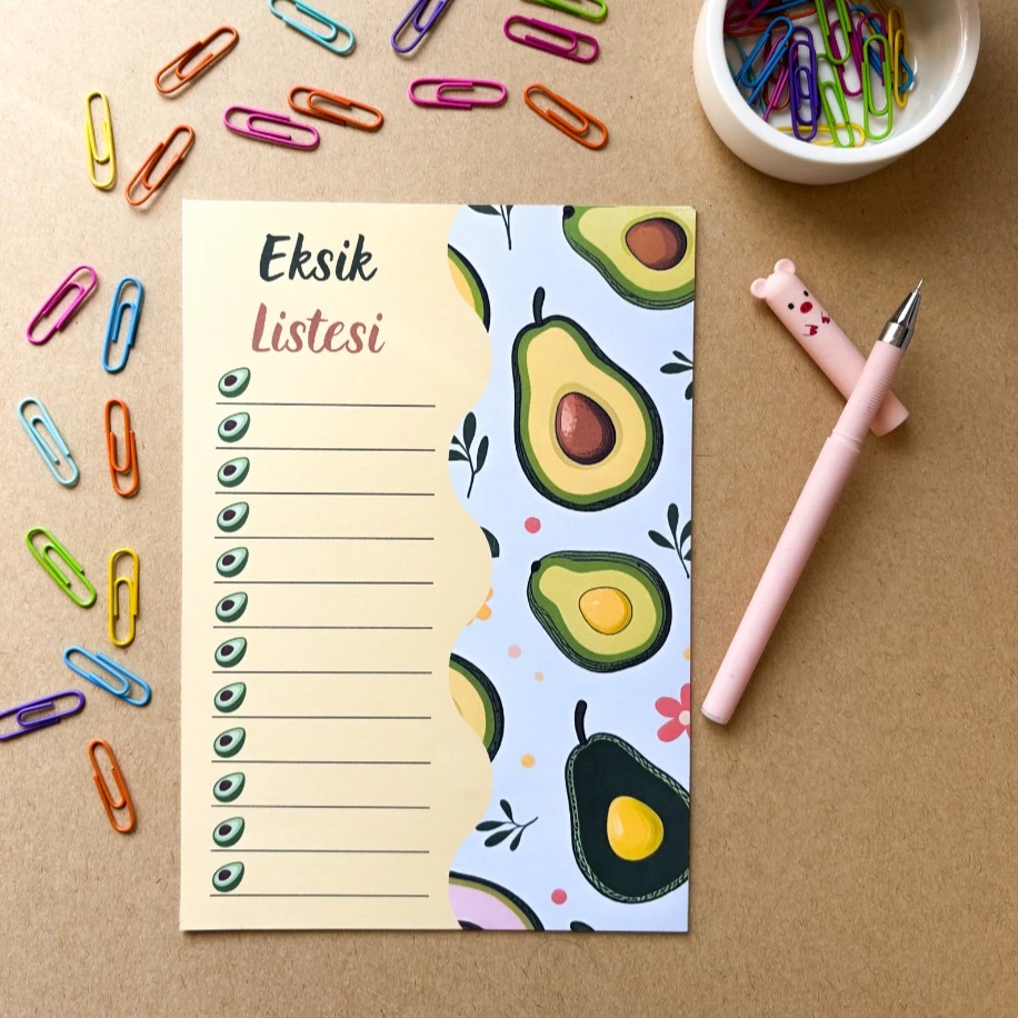 Avokado Desenli Genel Eksik Listesi (A5 - 30 Yaprak)