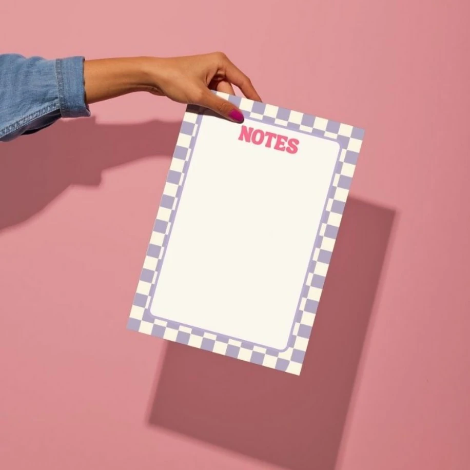 Lila Dama Desenli Çek-Kopar Bloknot (A5- 50 Yaprak)