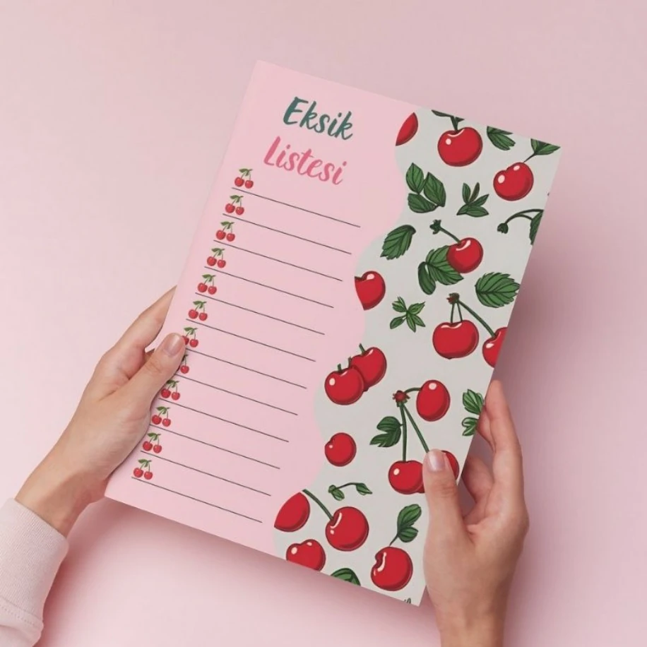 Kiraz Desenli Genel Eksik Listesi (A5 - 30 Yaprak)