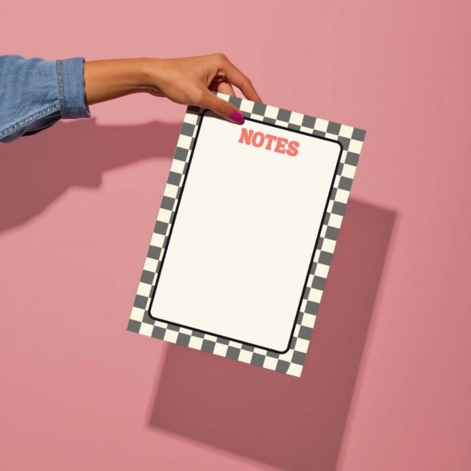 Gri Dama Desenli Çek-Kopar Bloknot (A5- 50 Yaprak)