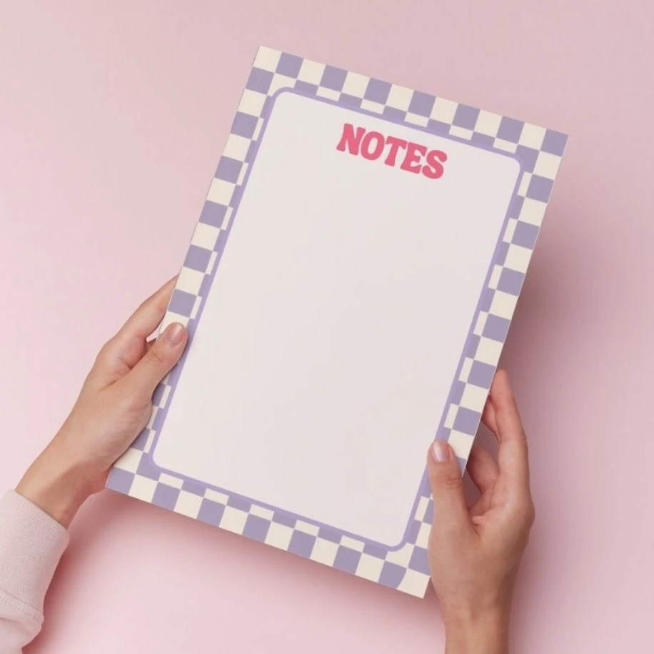 Lila Dama Desenli Çek-Kopar Bloknot (A5- 50 Yaprak)