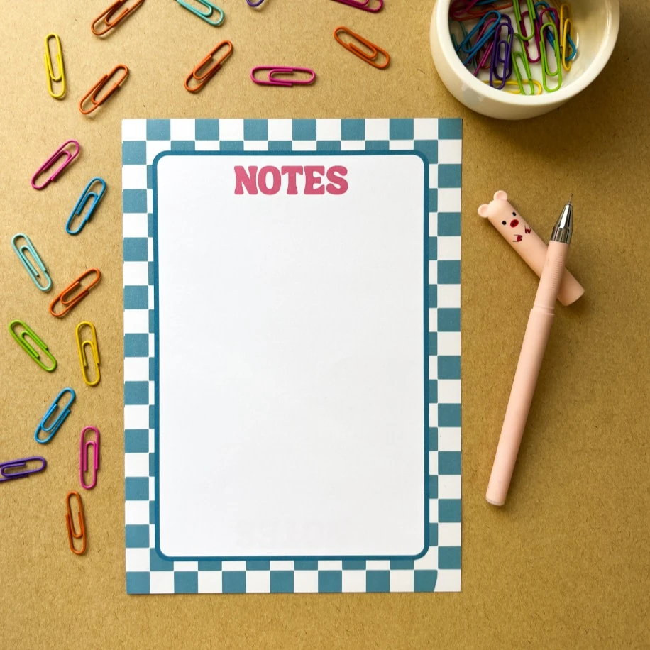 Mavi Dama Desenli Çek-Kopar Bloknot (A5- 50 Yaprak)