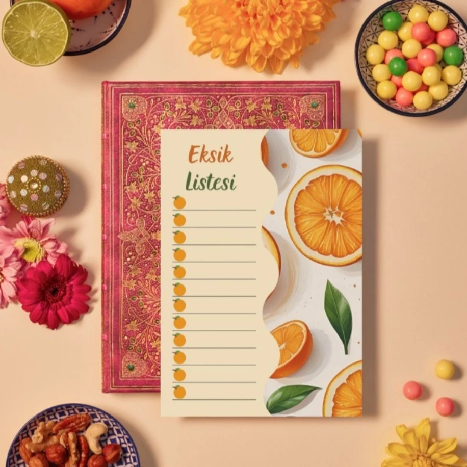 Portakal Desenli Genel Eksik Listesi (A5 - 30 Yaprak)