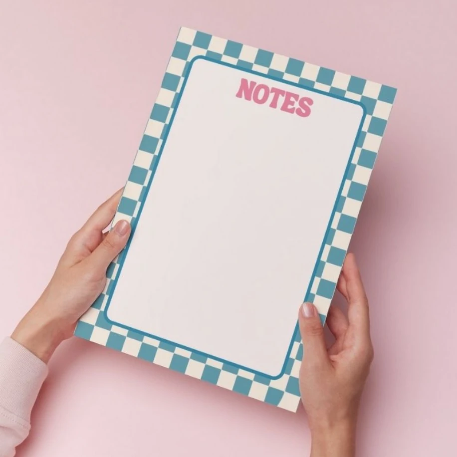 Mavi Dama Desenli Çek-Kopar Bloknot (A5- 50 Yaprak)