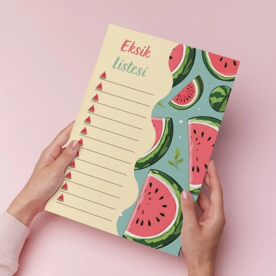 Karpuz Desenli Genel Eksik Listesi (A5 - 30 Yaprak)