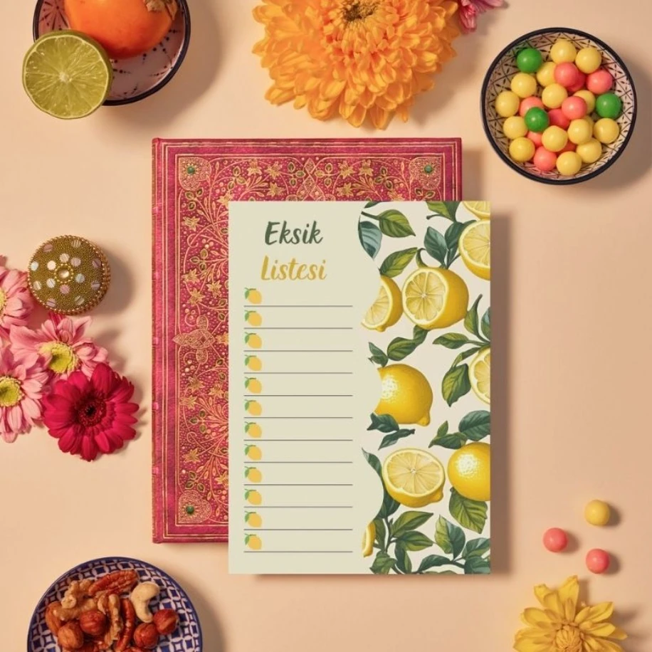 Limon Desenli Genel Eksik Listesi (A5 - 30 Yaprak)