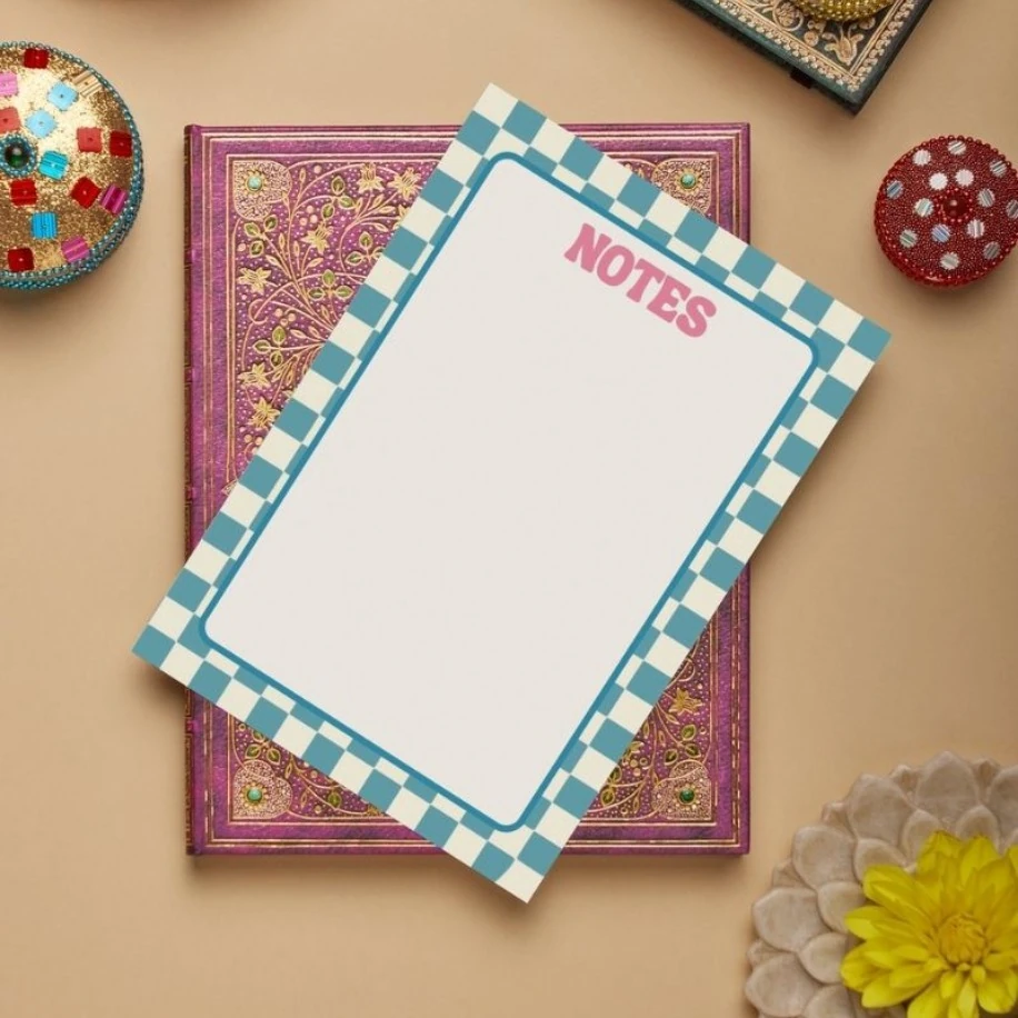 Mavi Dama Desenli Çek-Kopar Bloknot (A5- 50 Yaprak)