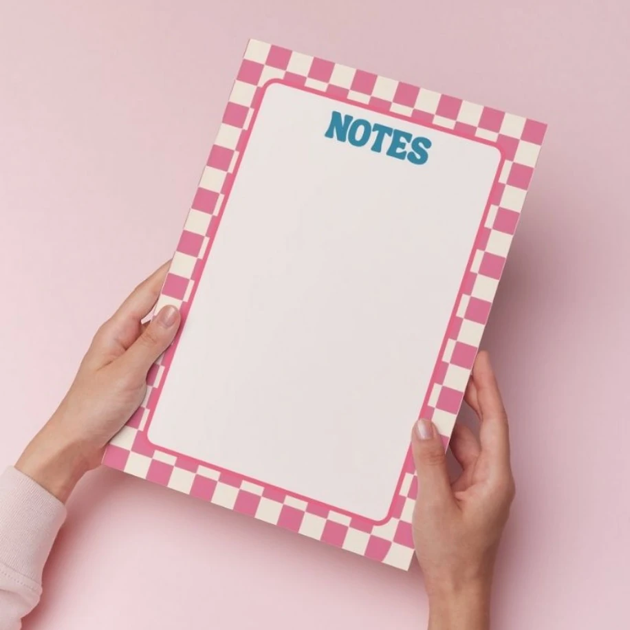 Pembe Dama Desenli Çek-Kopar Bloknot (A5- 50 Yaprak)