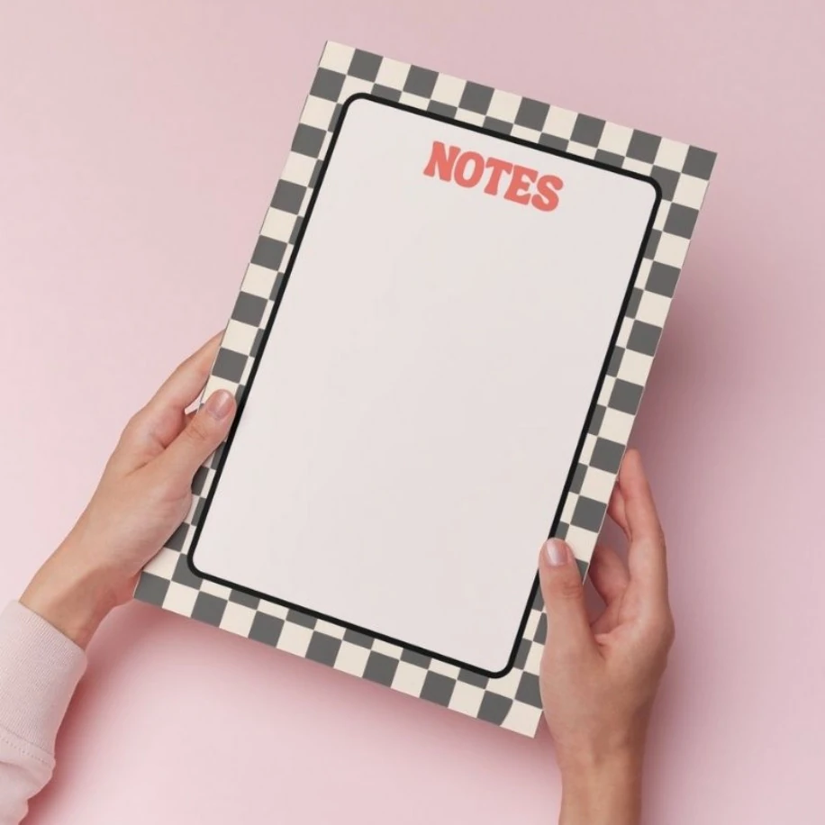 Gri Dama Desenli Çek-Kopar Bloknot (A5- 50 Yaprak)