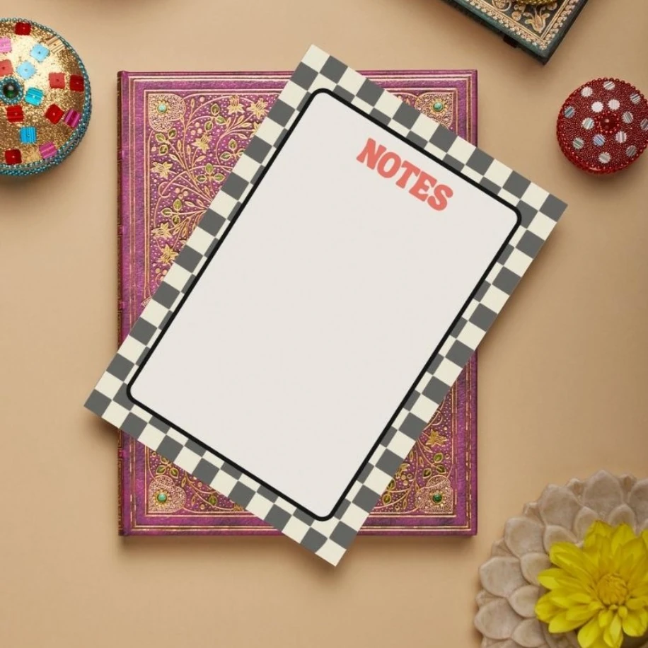 Gri Dama Desenli Çek-Kopar Bloknot (A5- 50 Yaprak)