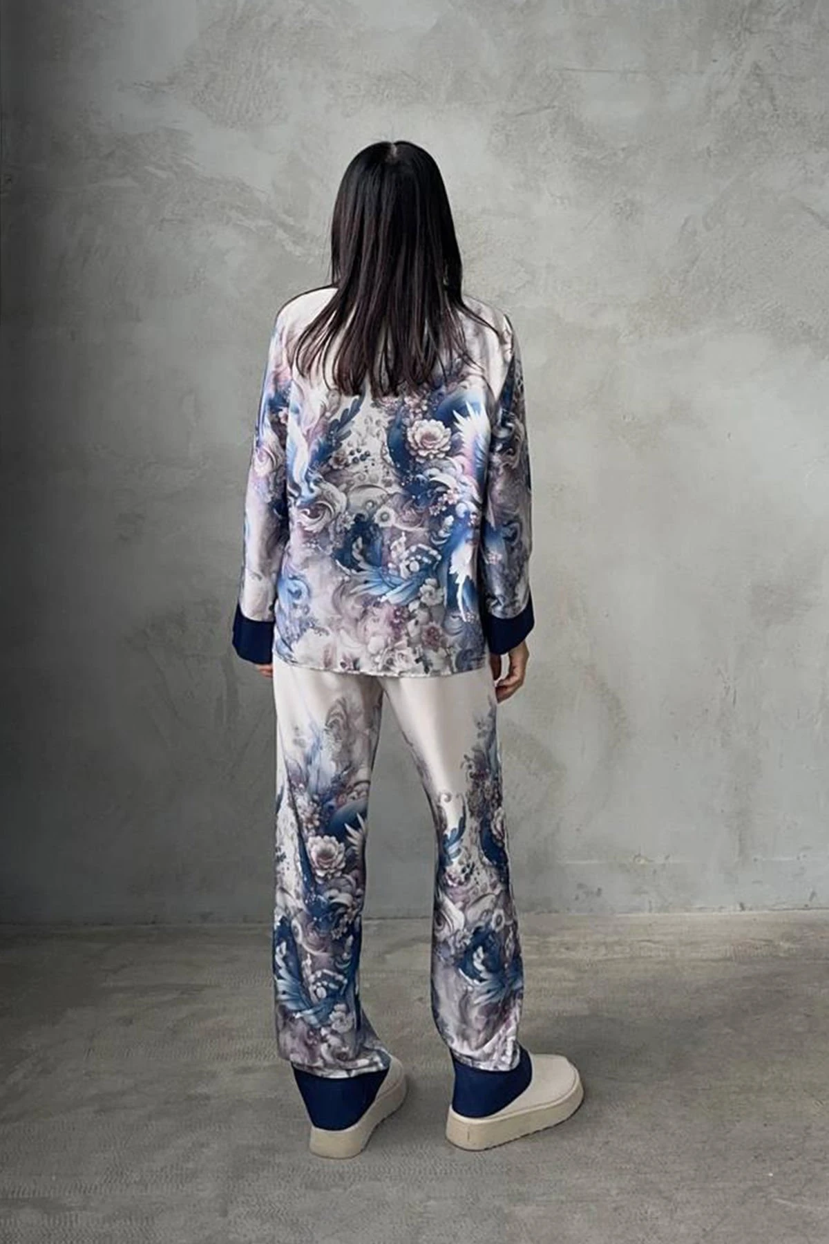 Muah D Acqua Saten Üçlü Pi̇jama Takımı