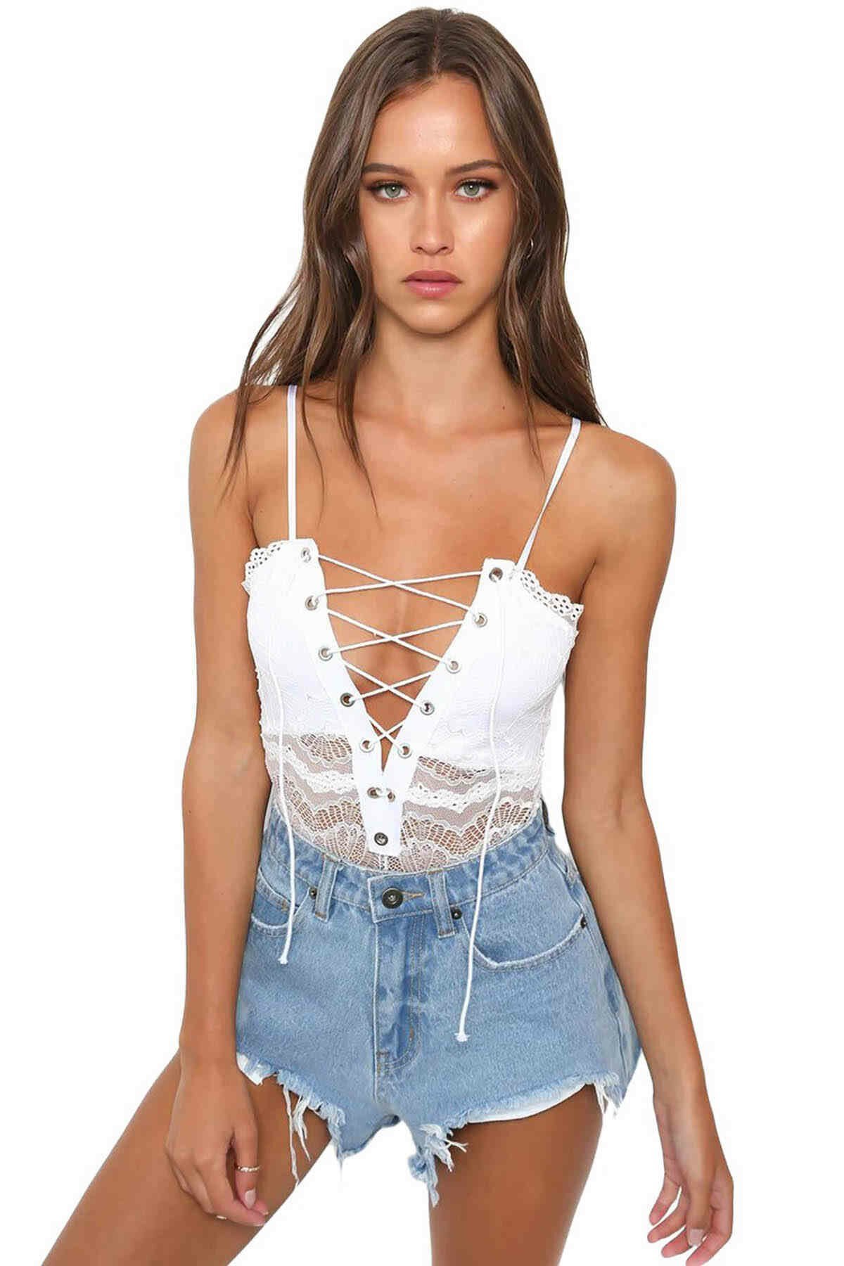 Muah Kadın Dantel İşlemeli Beyaz Body Gecelik