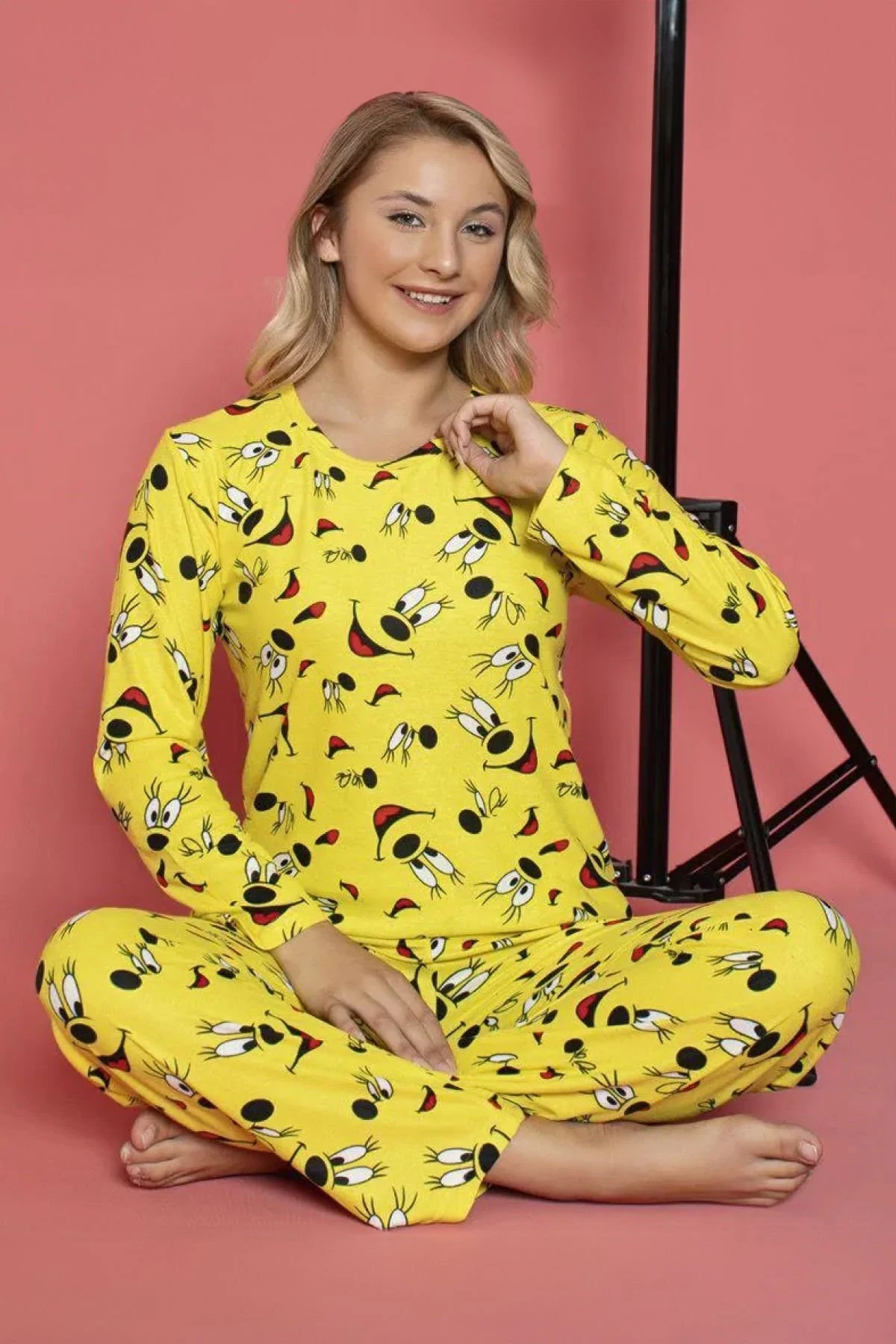 Muah Süet Pijama Takımı Sarı Renk