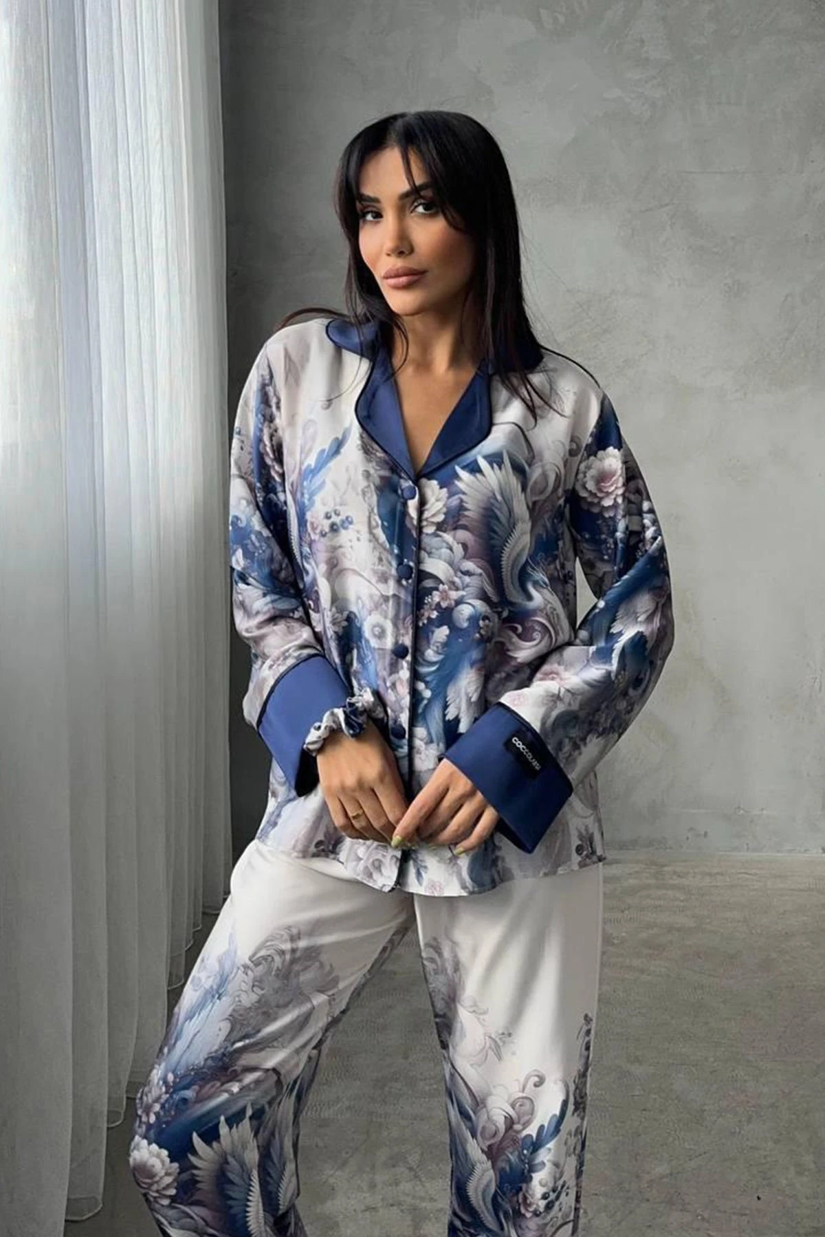 Muah D Acqua Saten Üçlü Pi̇jama Takımı