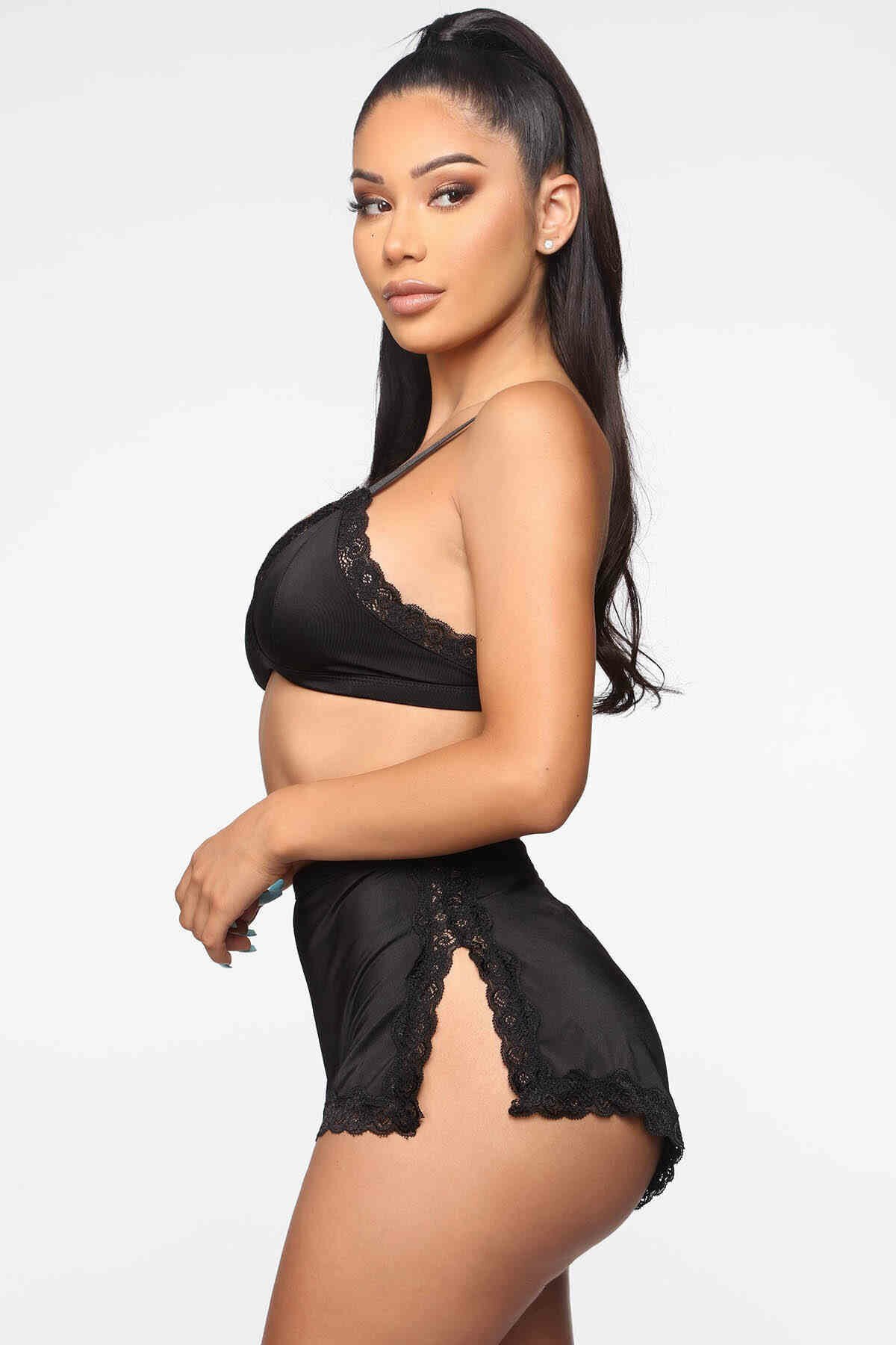 Muah Kadın Seksi Sütyen Külot Takım Siyah