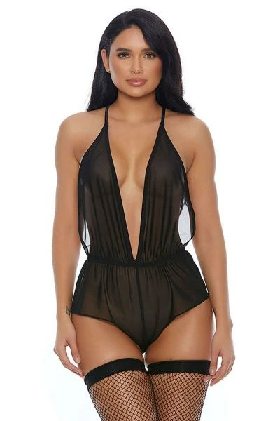 Muah Kadın Transparan Fantezi Tulum Gecelik Siyah