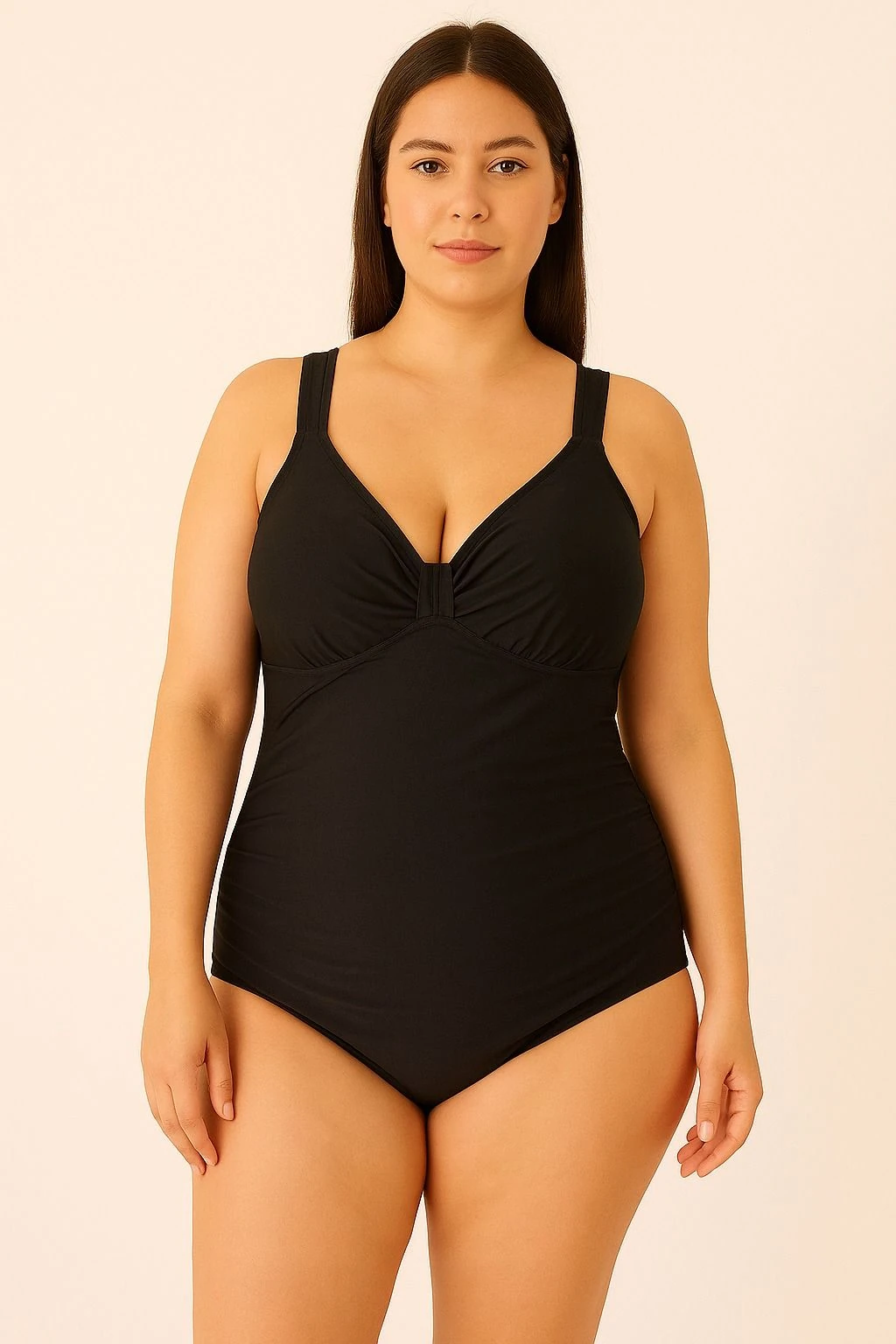 Göğsü Büzgü Detaylı Kadın Mayo