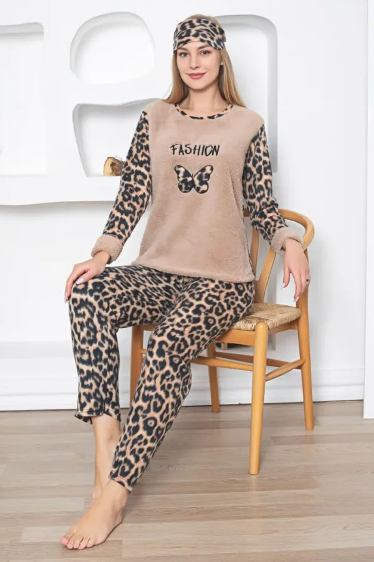 Muah Polar Pijama Takımı Leopar
